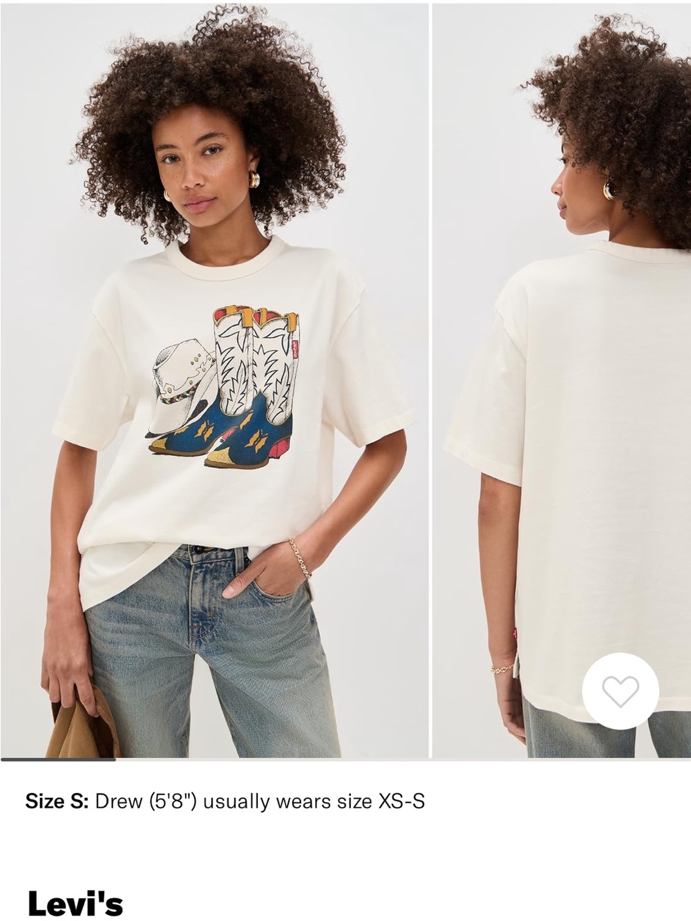 Levi's Cream Graphic Tee with Cowboy Boot Cowboy Hat